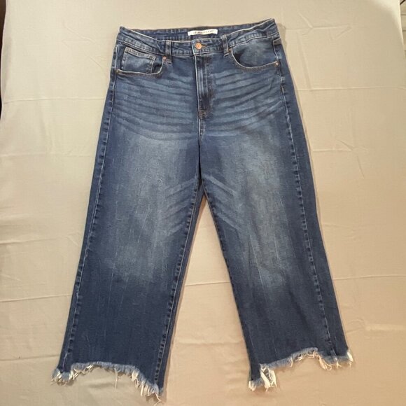Celebrity Pink Jeans Womens 15 High Rise Wide Leg Distressed Hem Dark Wash Blue - Picture 11 of 12